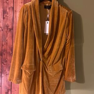 Yellow Oversized Velvet Blazer